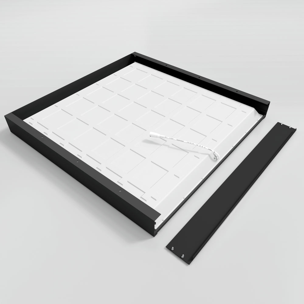 Sort samlesæt til 60x60 LED panel - Høj ramme, sort kant