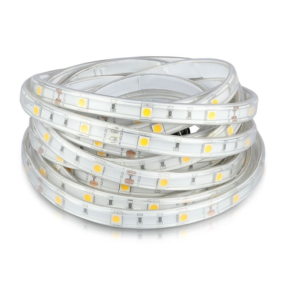 V-Tac 4,8W/m stænktæt LED strip - 5m, IP65, 30 LED pr. meter, 12V, RA80