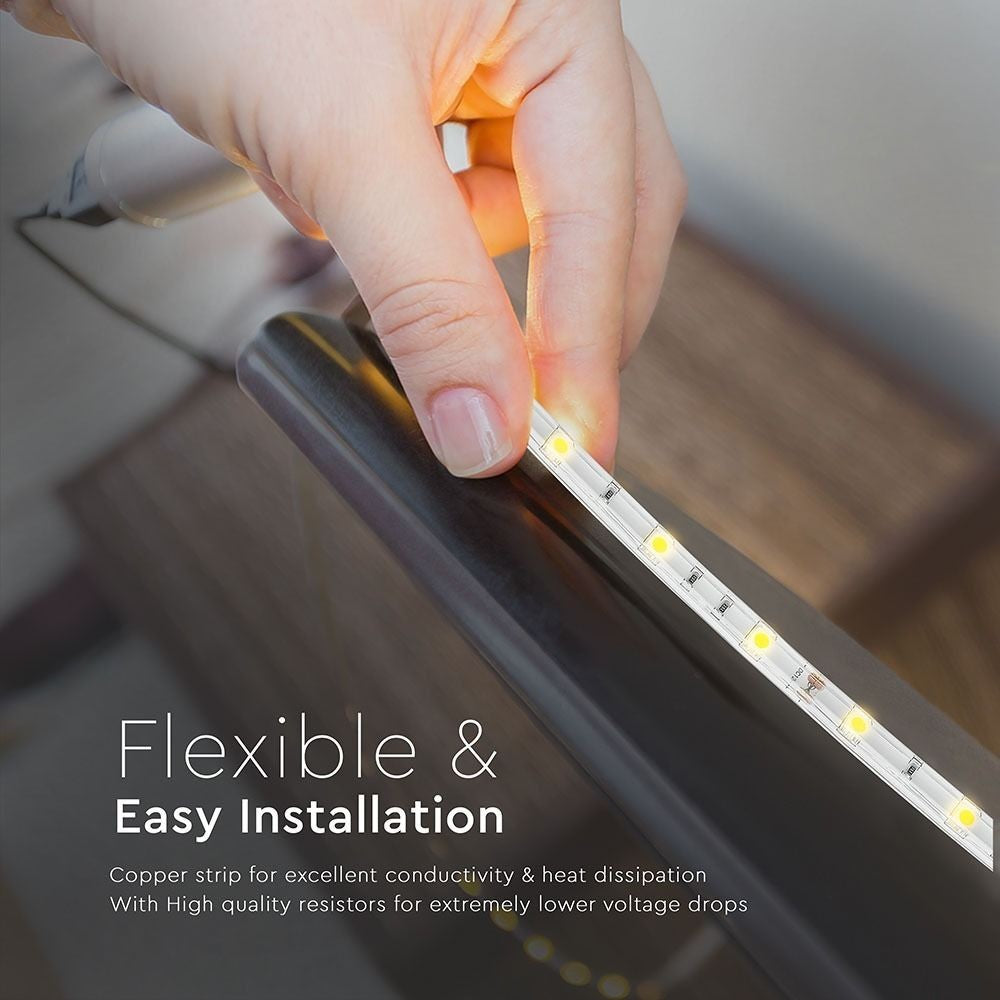 V-Tac 4,8W/m stænktæt LED strip - 5m, IP65, 30 LED pr. meter, 12V, RA80