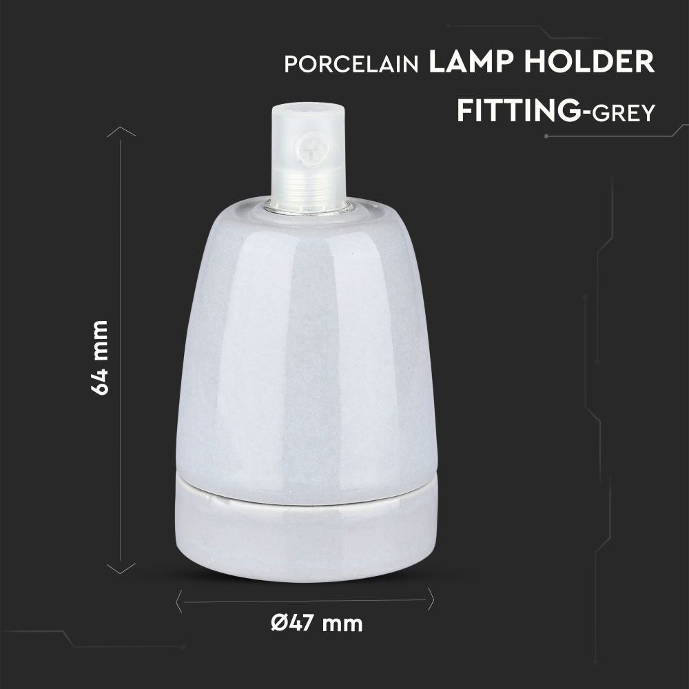 Grå Porcelæns Lampeholder E27 inkl. Lampe - Elegant belysningsløsning til dit hjem