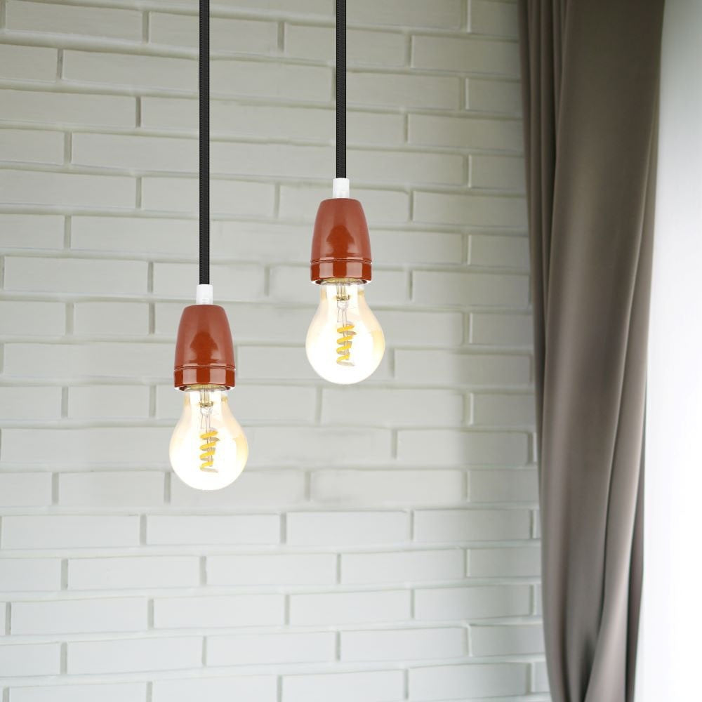 Porcelæns lampesokkel E27 - Lampe, Brun