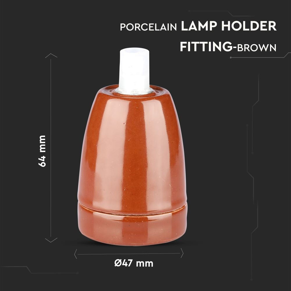Porcelæns lampesokkel E27 - Lampe, Brun