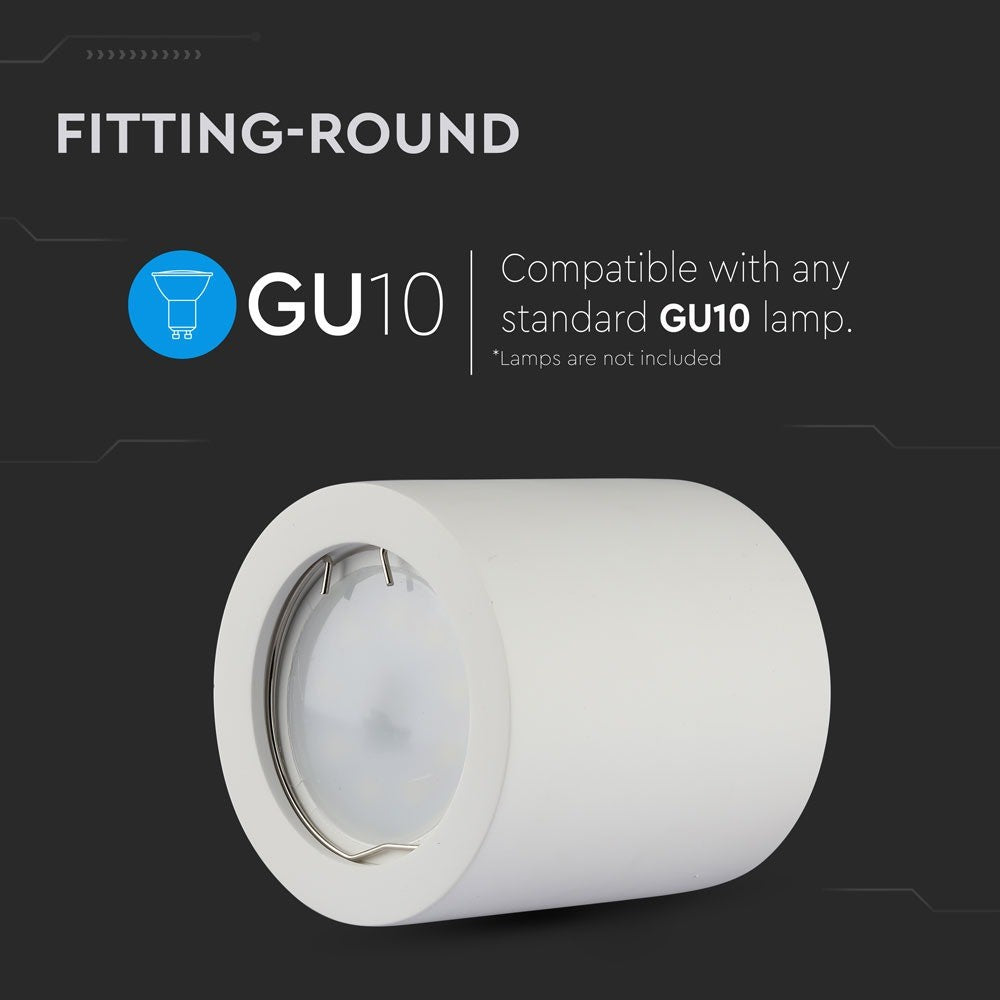 GU10 lampe - rund, hvid.
