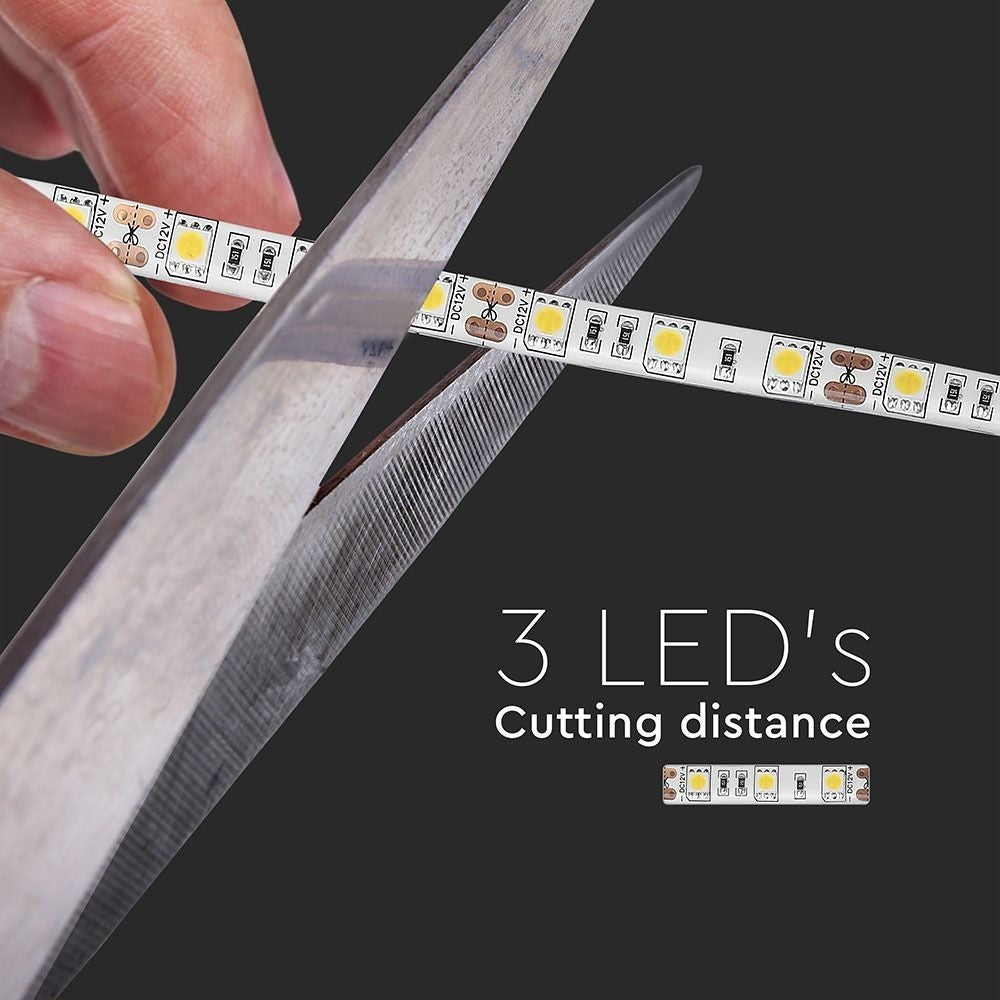 V-Tac 10,8W/m Stænktæt LED Strip - 5m, 60 LED pr. meter, IP65