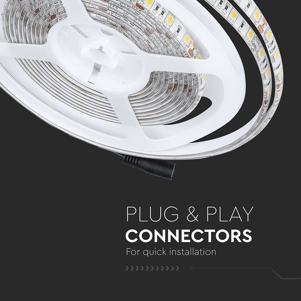 V-Tac 10,8W/m Stænktæt LED Strip - 5m, 60 LED pr. meter, IP65