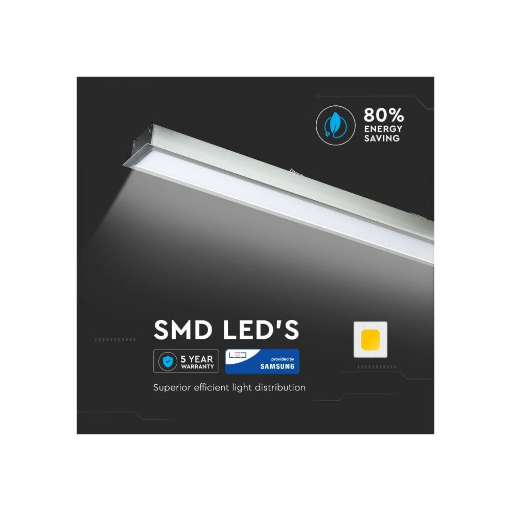 40W LED nedsænket lineært lys med Samsung chip og sølv hus, 6400K