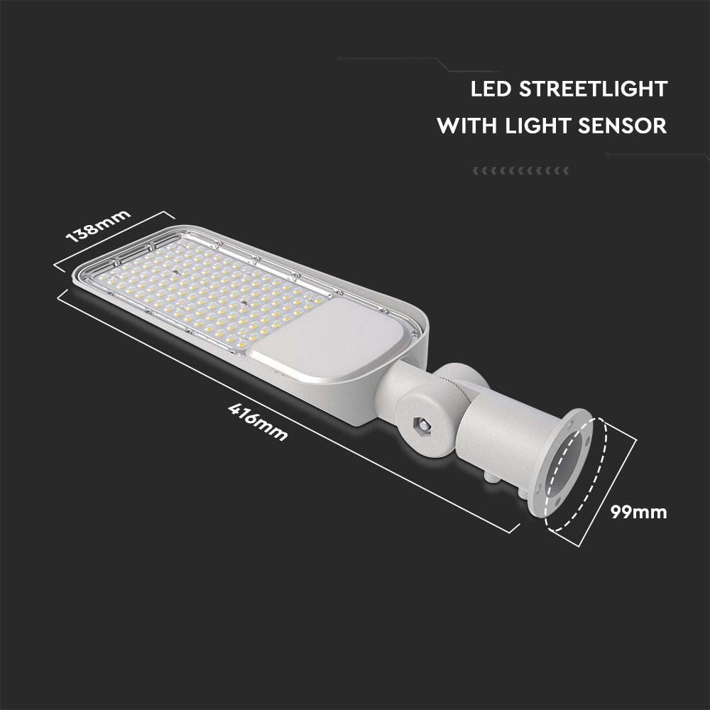 30W LED Gadelys med Fotocellesensor og Samsung Chip - Inkluderer Adaptor - 6500K, 100lm/W - Energibesparende og holdbart lys til udendørs belysning