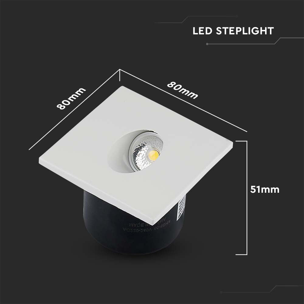 3W Trinlys LED – 4000K, firkantet panel med 270lm og RA80 – Energibesparende belysning til en moderne og stilfuld indretning.