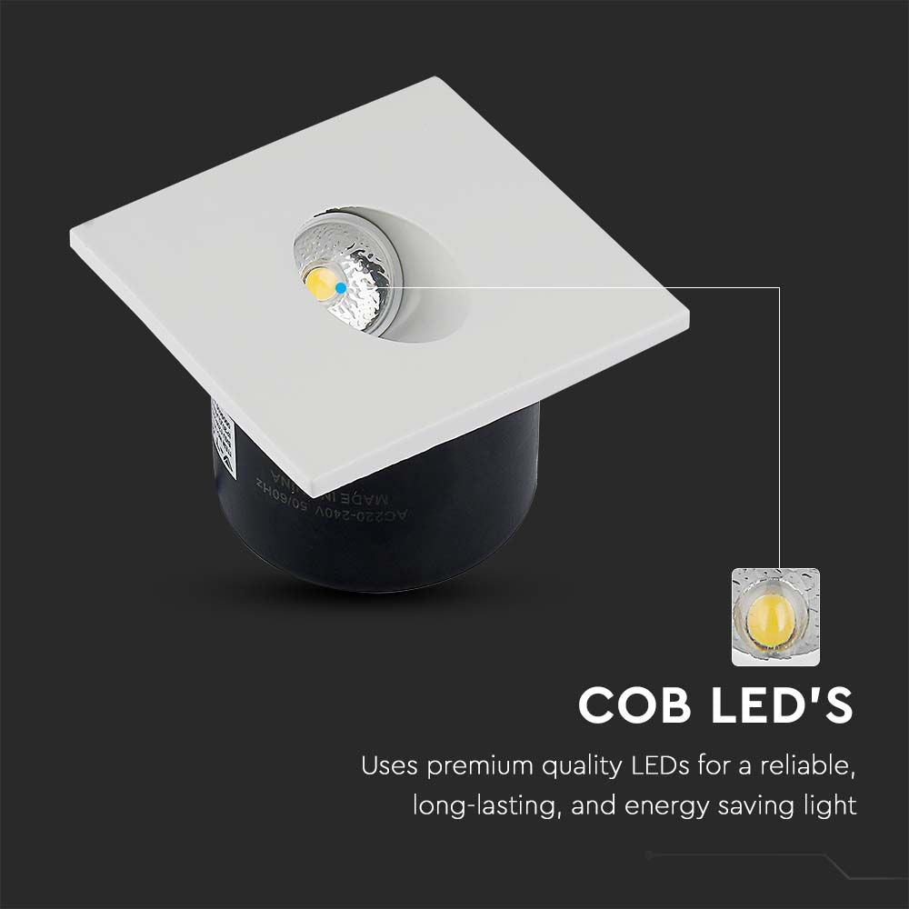 3W Trinlys LED – 4000K, firkantet panel med 270lm og RA80 – Energibesparende belysning til en moderne og stilfuld indretning.