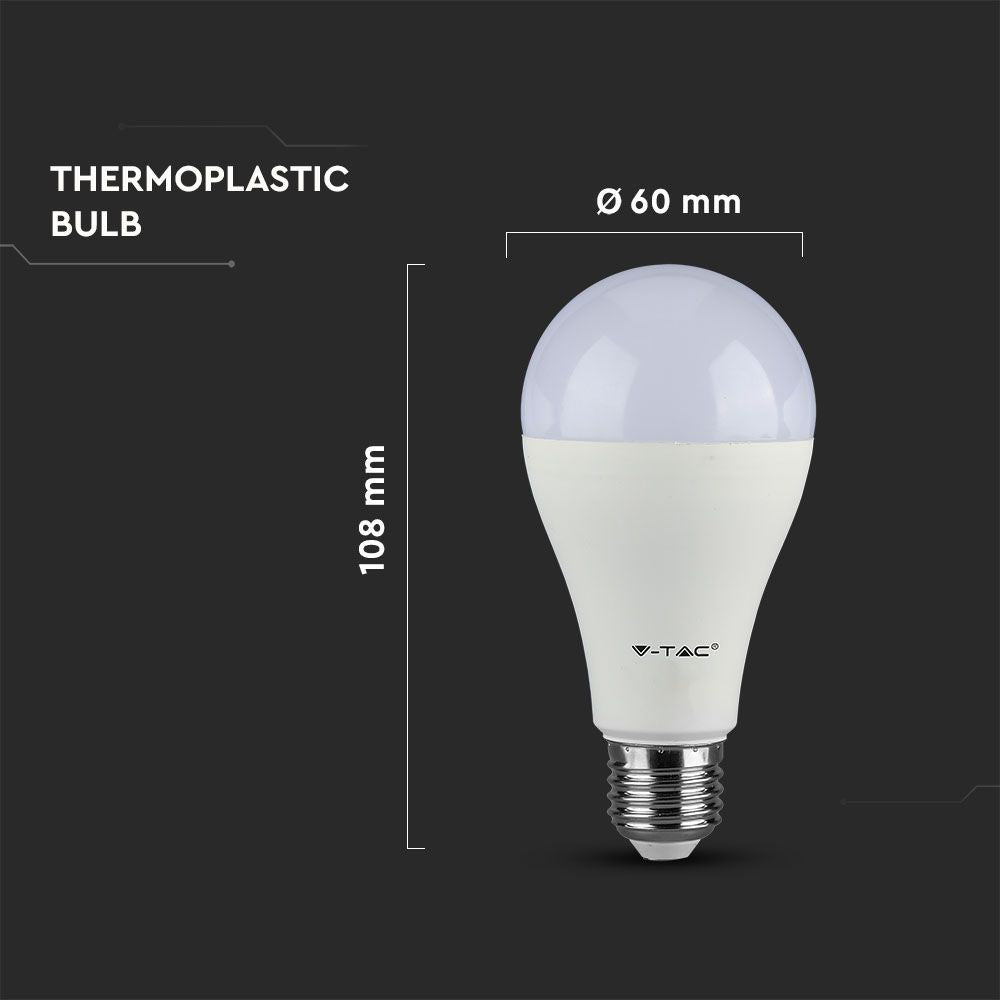 A60 LED 8,5W E27 - 4000K, 3 stk./pakke, plastikpære - Pakke med 3 energibesparende LED-pærer med 8,5W og E27 fatning, 4000K farvetemperatur og høj farvegengivelsesindeks på RA80.