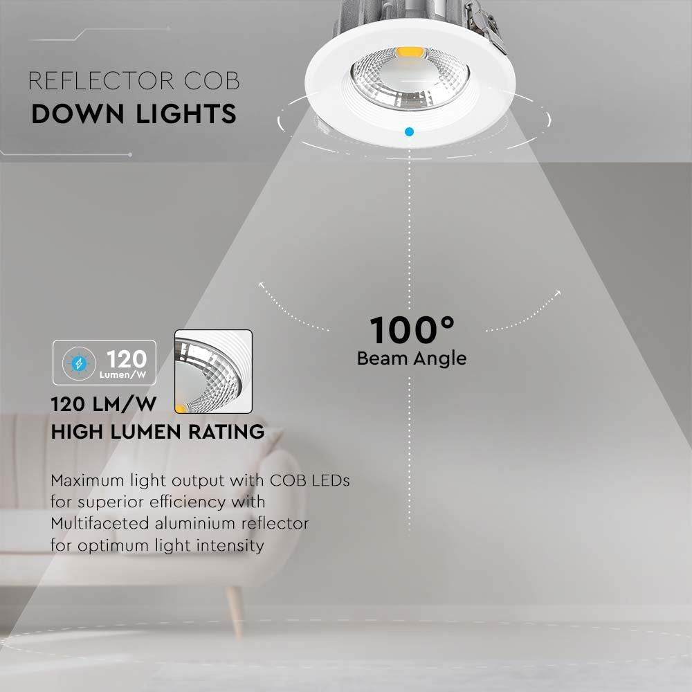 40W Reflektor Downlight - LED, COB, 4000K, Høj Lumen, RA80 - 4800lm