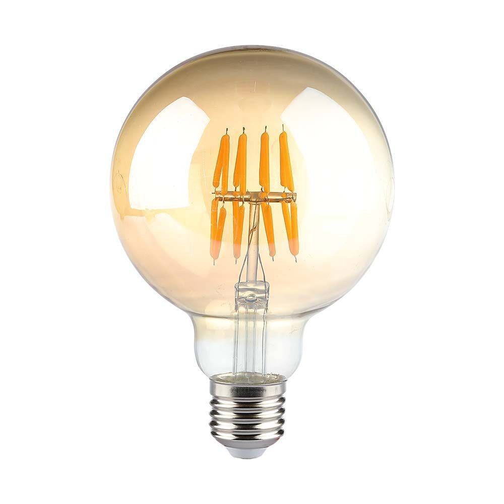 G95 LED Kultrådspære 8W E27 - Ravfarvet Glas, 2200K - Høj kvalitet og elegant design til din belysning.