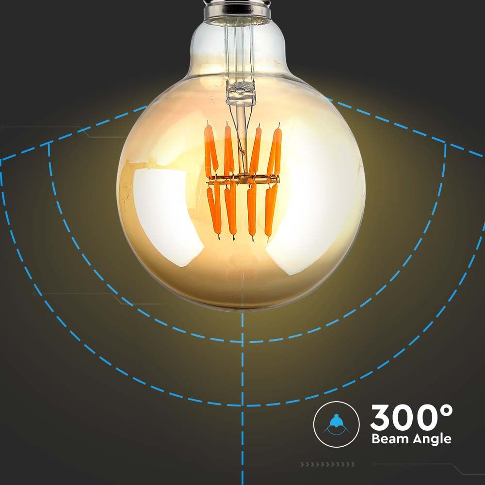 G95 LED Kultrådspære 8W E27 - Ravfarvet Glas, 2200K - Høj kvalitet og elegant design til din belysning.
