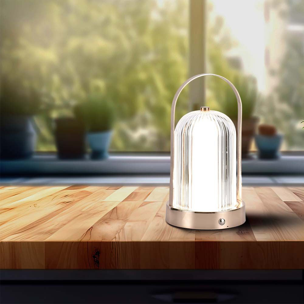 LED bordlampe med 1800mAh batteri og 3-i-1 funktion i antik bronze hus - Ø120x190 mm