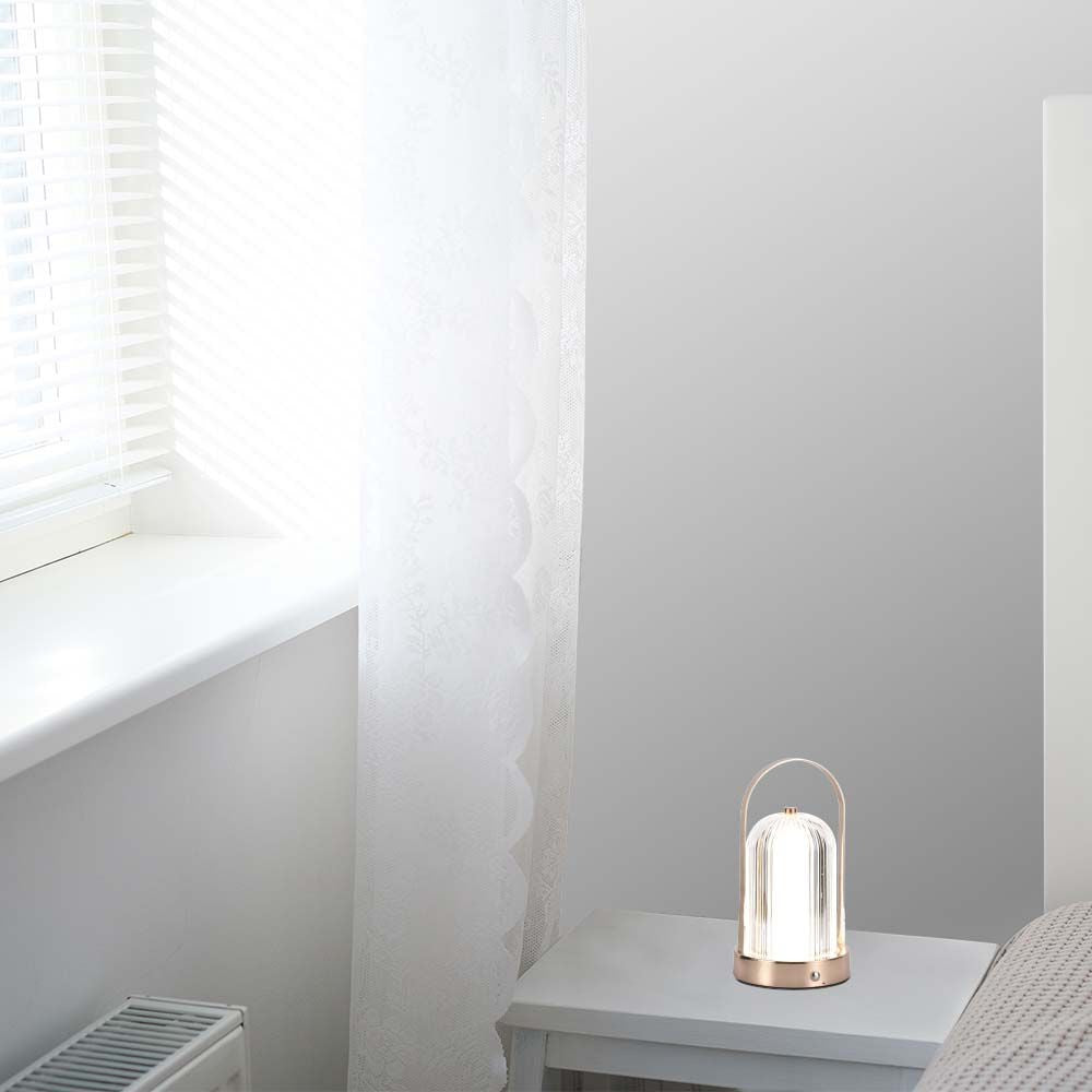 LED bordlampe med 1800mAh batteri og 3-i-1 funktion i antik bronze hus - Ø120x190 mm
