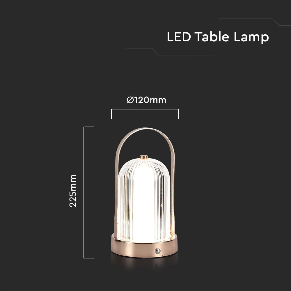 LED bordlampe med 1800mAh batteri og 3-i-1 funktion i antik bronze hus - Ø120x190 mm