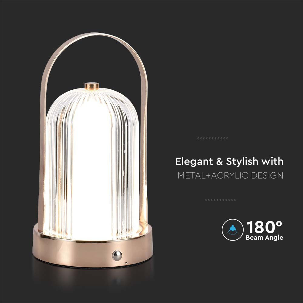 LED bordlampe med 1800mAh batteri og 3-i-1 funktion i antik bronze hus - Ø120x190 mm