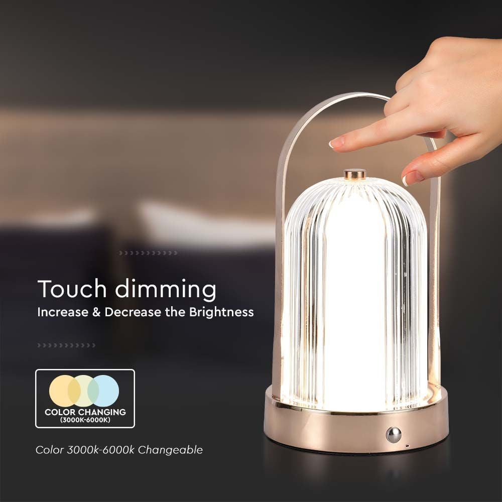 LED bordlampe med 1800mAh batteri og 3-i-1 funktion i antik bronze hus - Ø120x190 mm