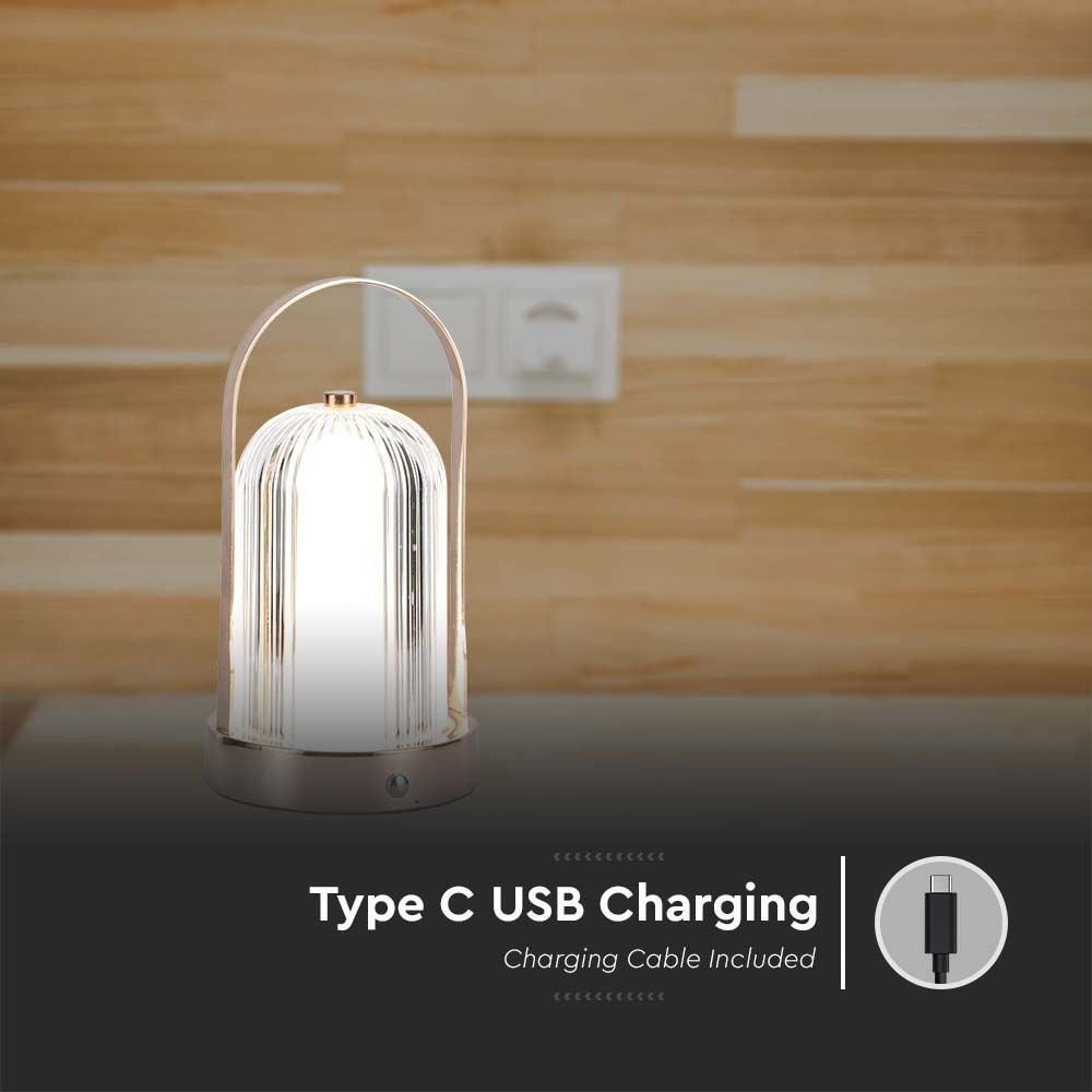 LED bordlampe med 1800mAh batteri og 3-i-1 funktion i antik bronze hus - Ø120x190 mm