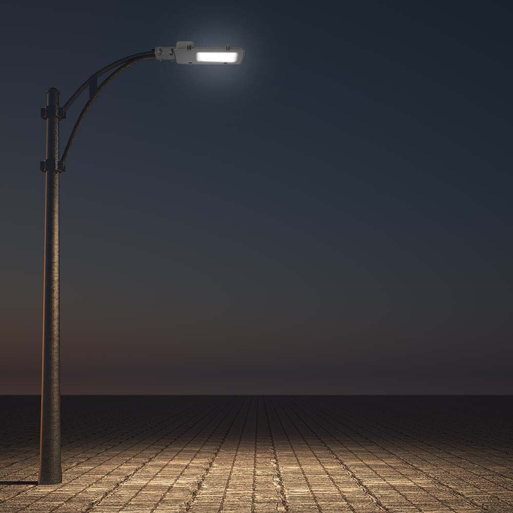 30W LED vejlygte med Samsung chip, 4000K, grå hus, 3000lm, RA80, IP65, 5 års garanti