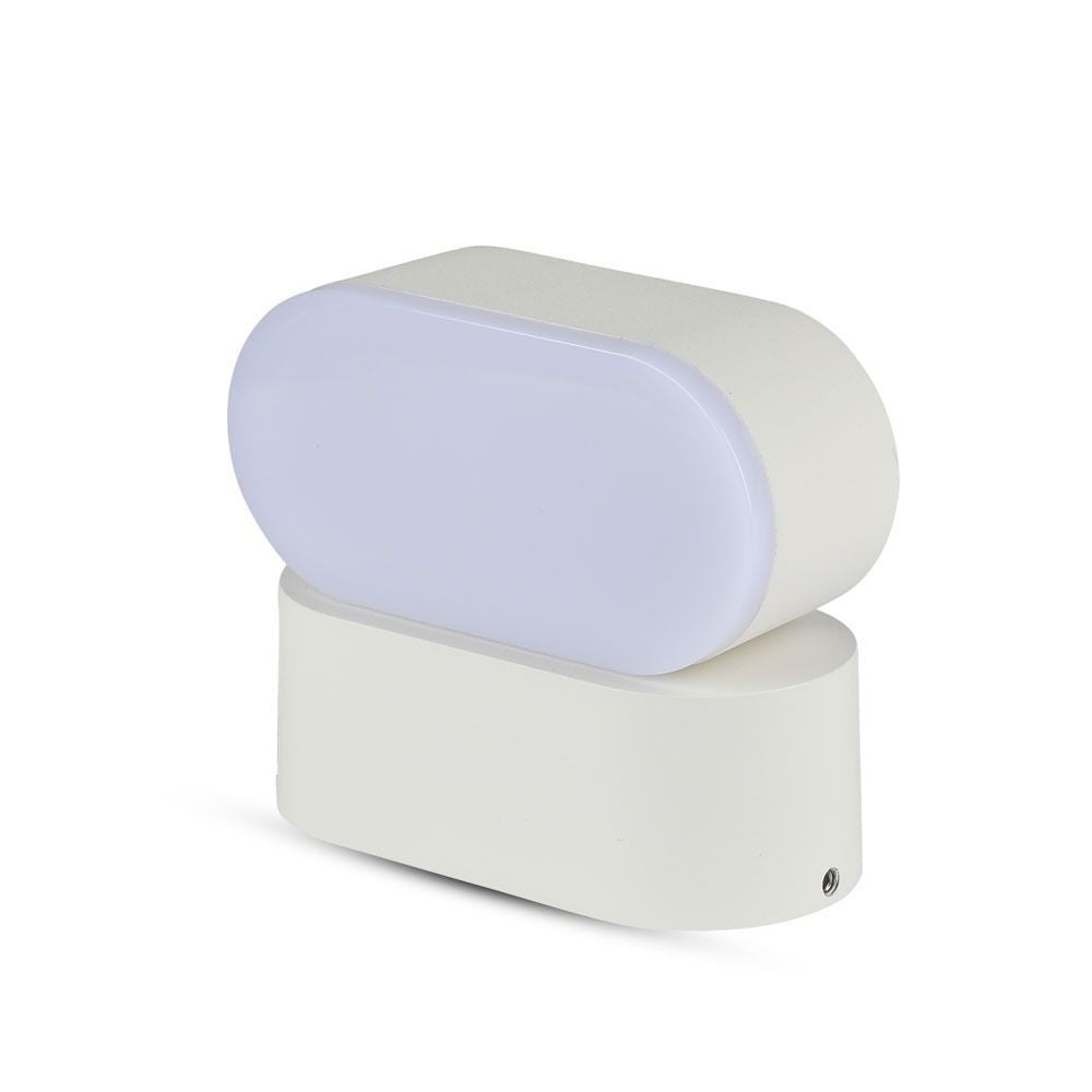 V-Tac 6W LED Hvid Væglampe - Oval, Roterbar 350 Grader, IP65 Udendørs, 230V, Inkl. Lyskilde