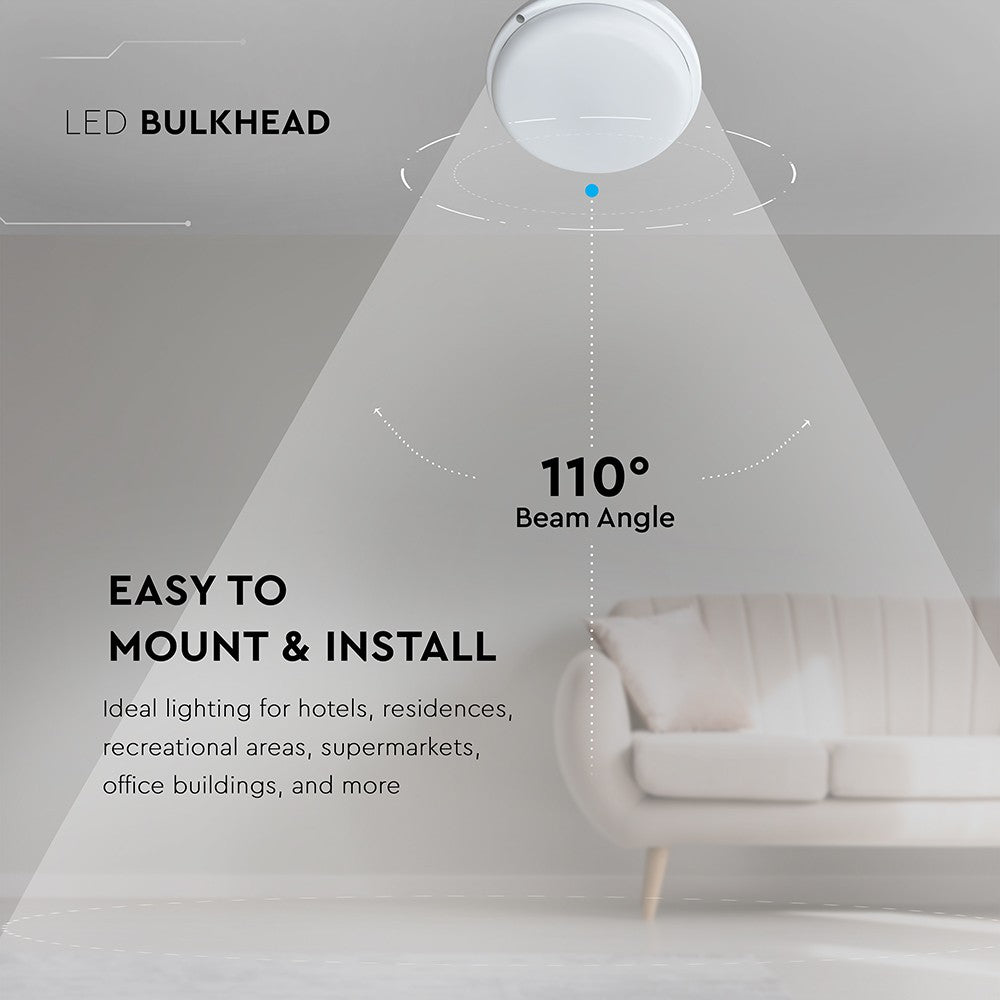 12W LED Væglampe 3000K - 1160lm, RA80, IP54 - Moderne og energieffektiv væglampe til indendørs eller udendørs brug