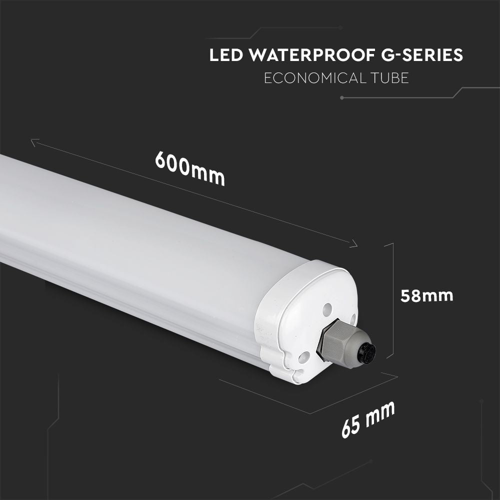 LED WP G-Serie Rør 60cm - Økonomisk, 4000K, 18W, 2160lm, RA80, IP65