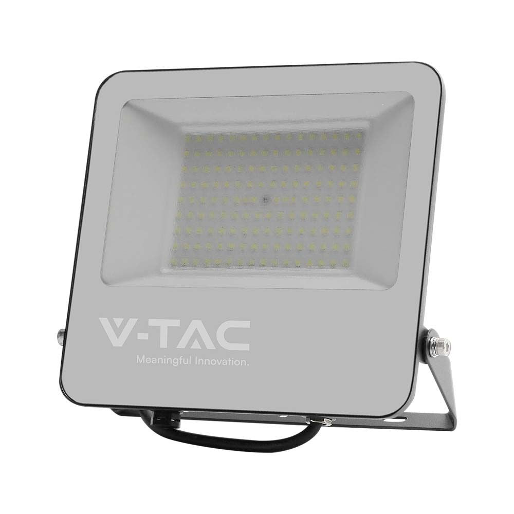 100W LED projektør - Sort hus, gråt glas, 4000K, 185lm/W, IP65, V-Tac Pro serie, 5 års garanti