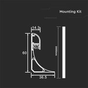 Monteringskit til LED-strips - Sølv Hus, Diffuser - 2000x60x36mm