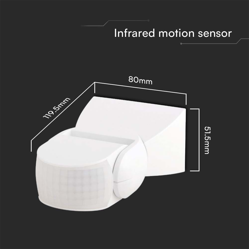 Infrarød Bevægelsessensor 180D, Hvid, IP65, 300W