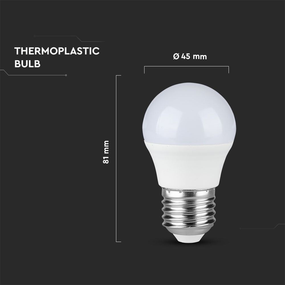 V-Tac 4,5W LED kronepære - Samsung LED chip, G45, E27, 5 års garanti
