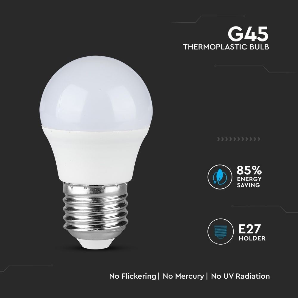 V-Tac 4,5W LED kronepære - Samsung LED chip, G45, E27, 5 års garanti
