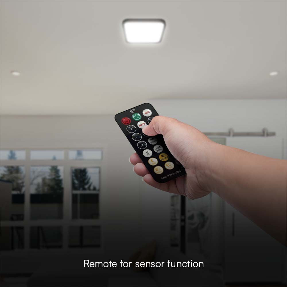 18W LED Dome Lys med Mikrobølgesensor, 4000K, Sort Ramme, IP44, Firkantet - Ideel til belysning med energibesparende LED-teknologi