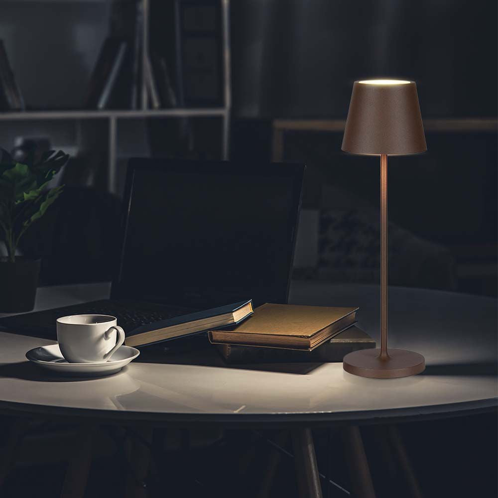 LED bordlampe med touch-funktion og dæmpning, 1,5W, 3000K, IP54, i sandfarvet Corten hus