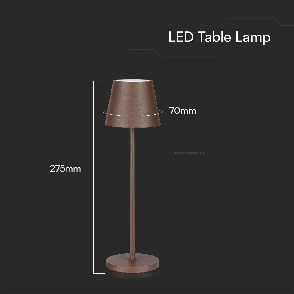 LED bordlampe med touch-funktion og dæmpning, 1,5W, 3000K, IP54, i sandfarvet Corten hus