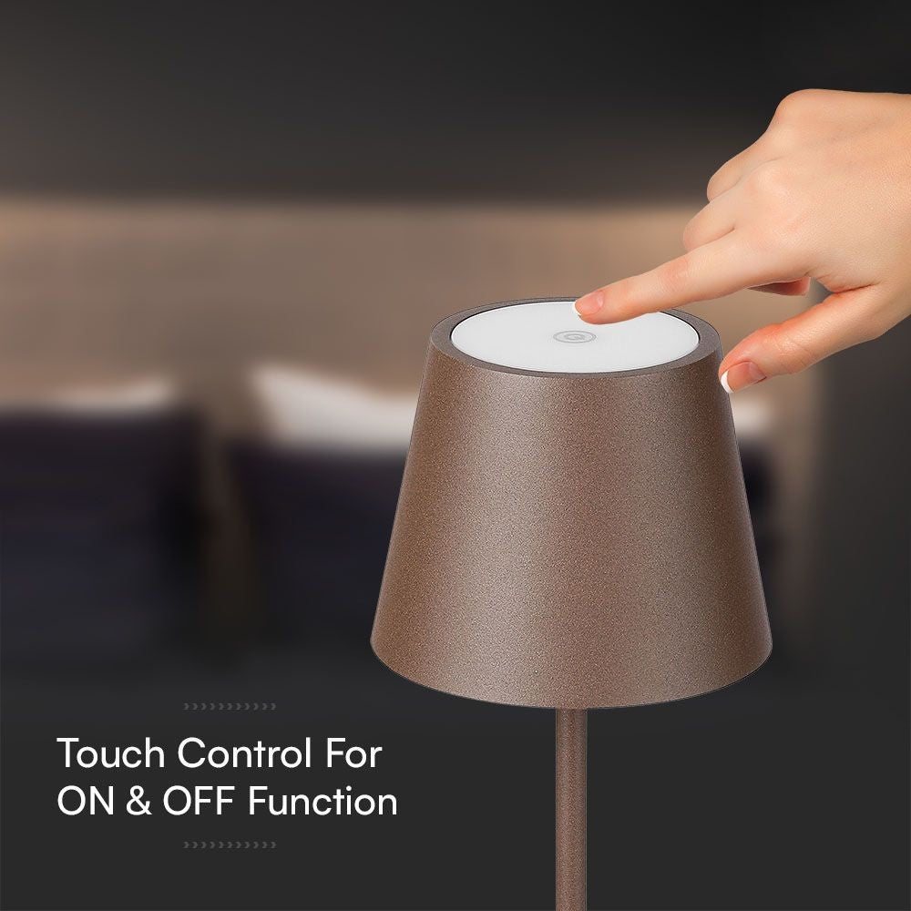 LED bordlampe med touch-funktion og dæmpning, 1,5W, 3000K, IP54, i sandfarvet Corten hus