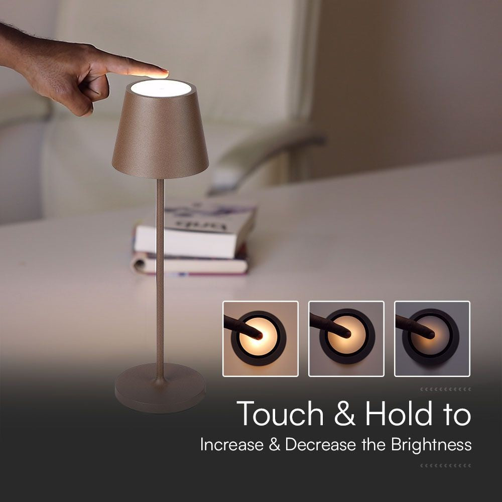 LED bordlampe med touch-funktion og dæmpning, 1,5W, 3000K, IP54, i sandfarvet Corten hus
