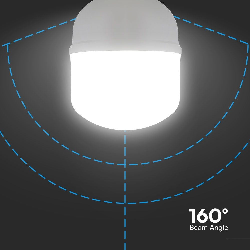 T100 LED Pære 30W E27 Plastik, 6500K - Kraftig lysstyrke på 3210lm og høj farvegengivelse med RA80