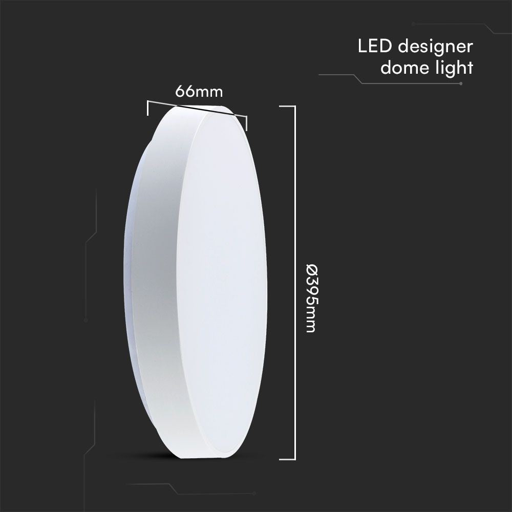 LED Designer Dome Lys 20W - Fjernbetjening, Dæmpbar, Hvidt Dæksel - Effekt: 40W, 4000lm