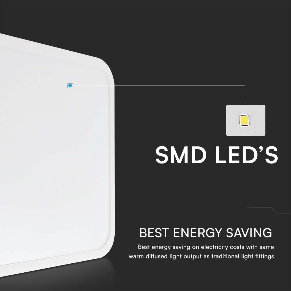Samsung VT-18 LED Kuppel Lys 18W - 3000K, firkantet, hvid ramme, IP44, RA80 - 5 års garanti