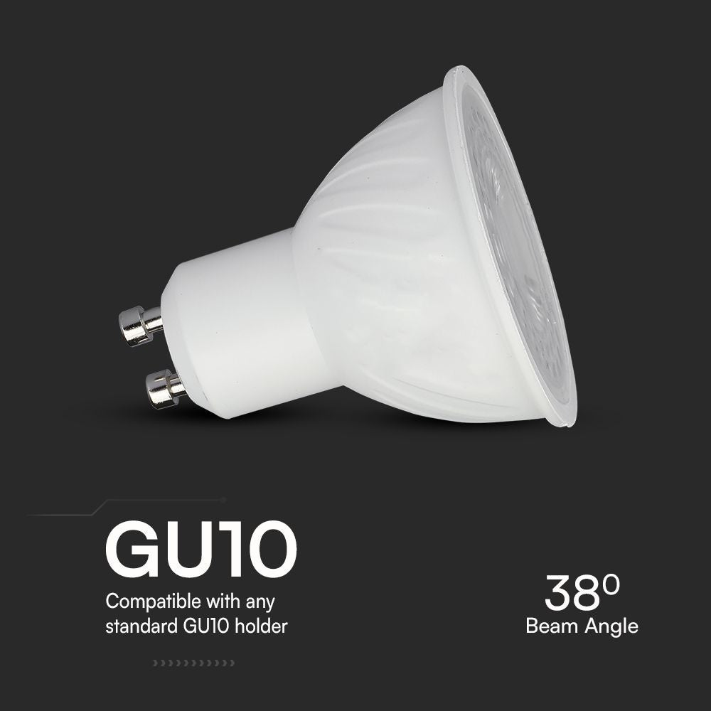 Plastik Spotlight med Linse, Samsung Chip, 6W GU10, 4000K, 445lm, RA80, 5 års garanti