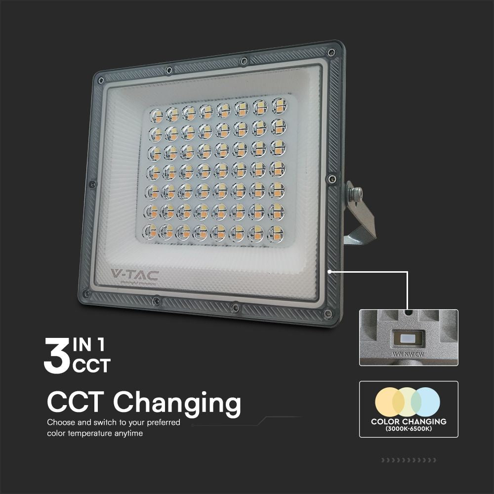 50W LED projektør med 3-i-1 funktion og Gun Grey hus - Effekt: 50W, 5000lm, RA80, IP65.