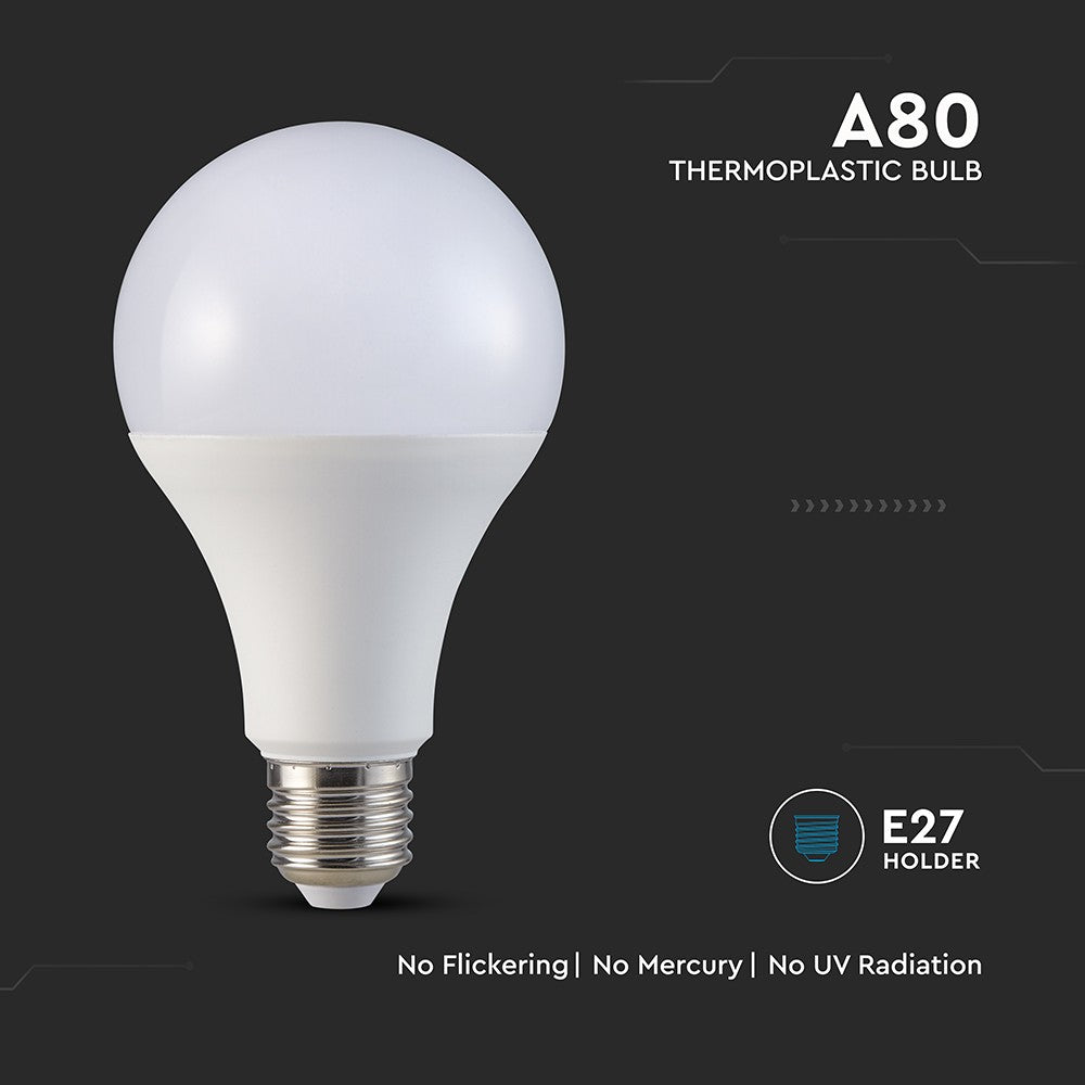 20W LED pære E27 - A80, plastik, 3000K, 2452lm - Energibesparende belysning med varmt hvidt lys til stor fatning (E27)