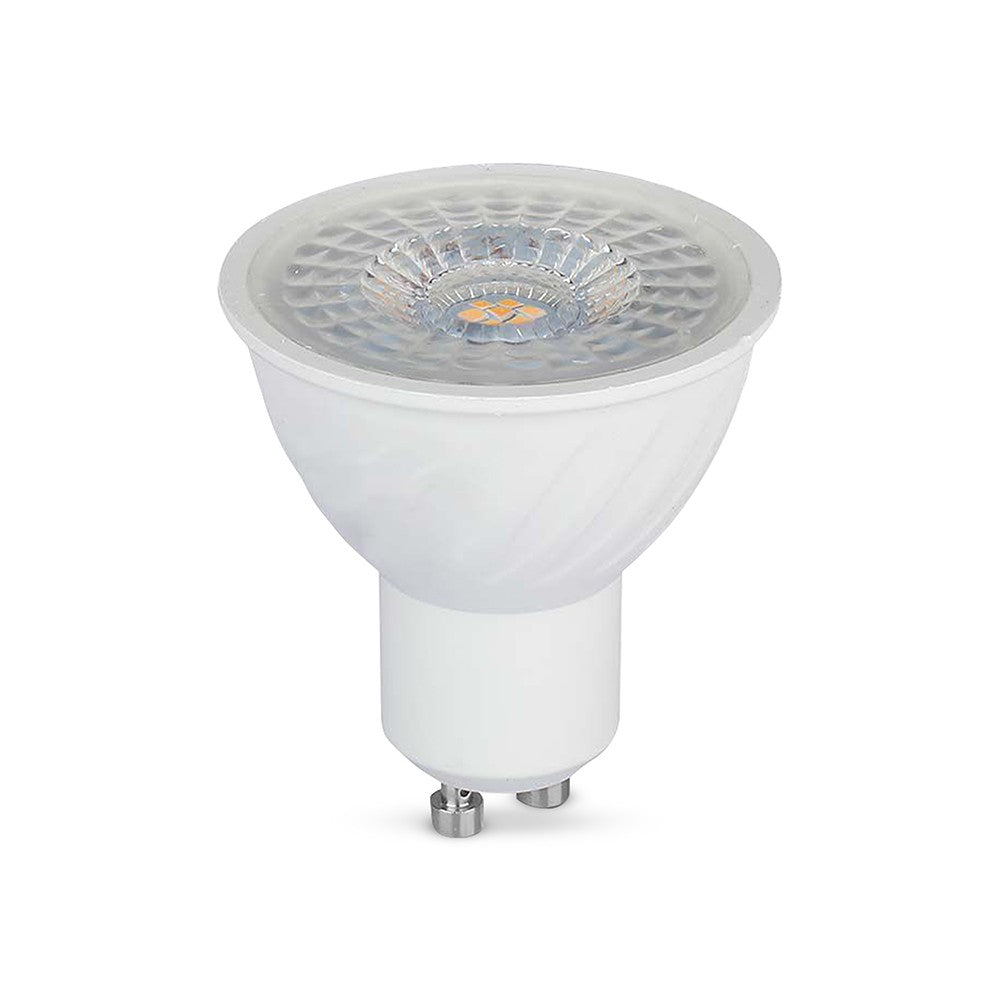 6W GU10 Spotlight i plastik, 4000K, 110d, dæmpbar - Energibesparende spot med høj farvegengivelse (RA80) - 445lm
