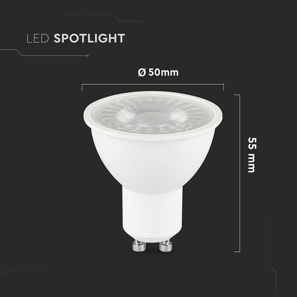 7,5W GU10 Plast Spotlight - Koldhvidt lys (6500K), 38 graders spredning