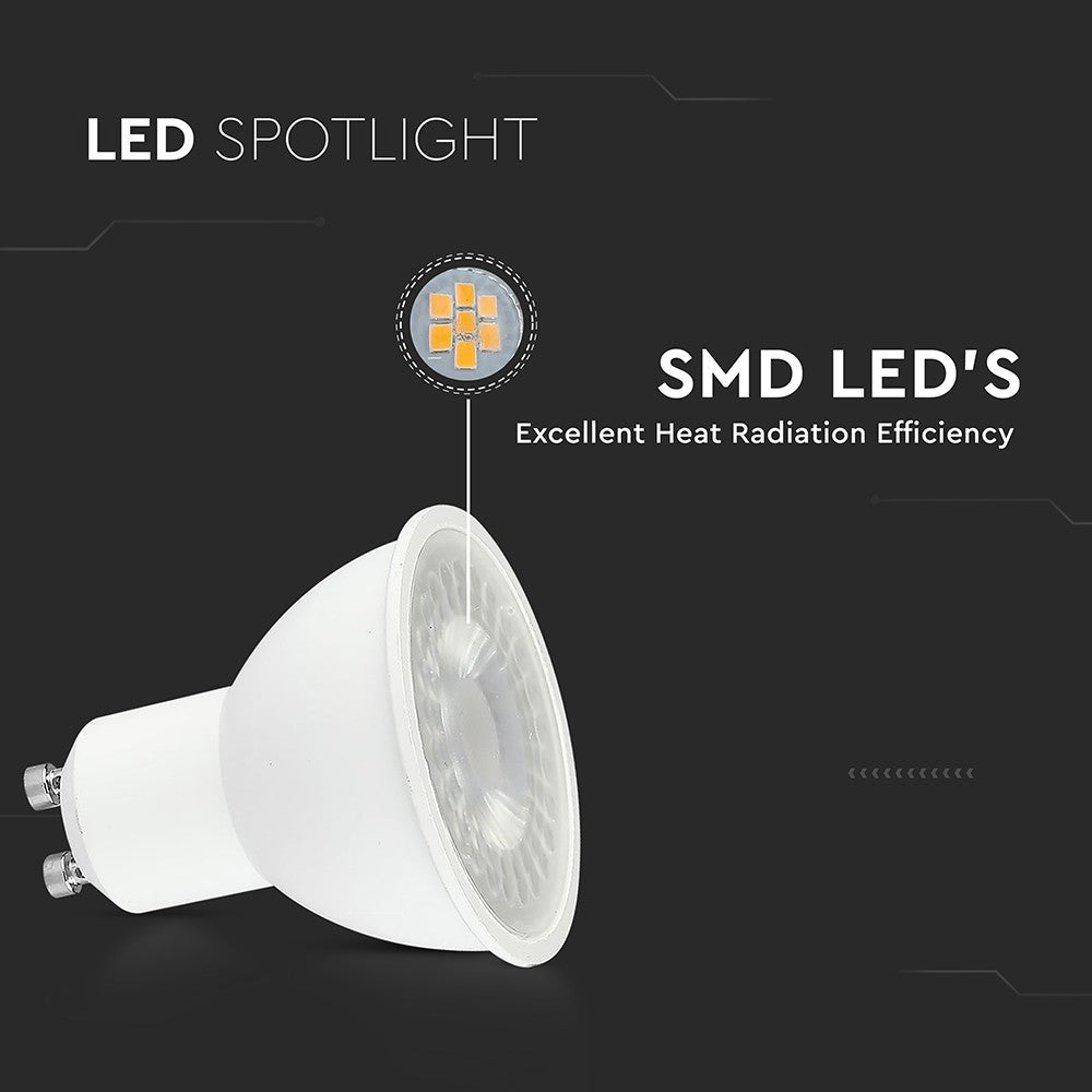 7,5W GU10 Plast Spotlight - Koldhvidt lys (6500K), 38 graders spredning