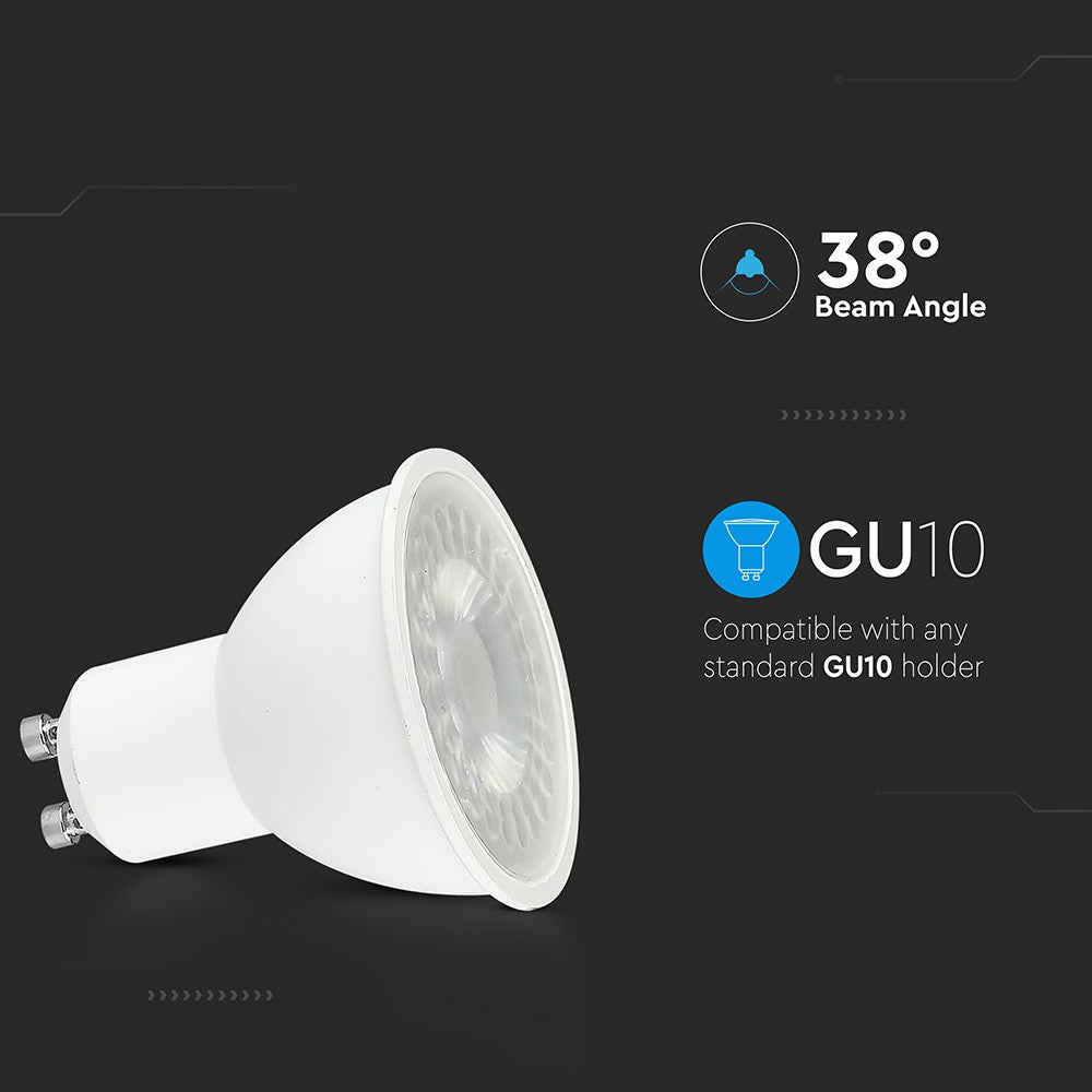 7,5W GU10 Plast Spotlight - Koldhvidt lys (6500K), 38 graders spredning