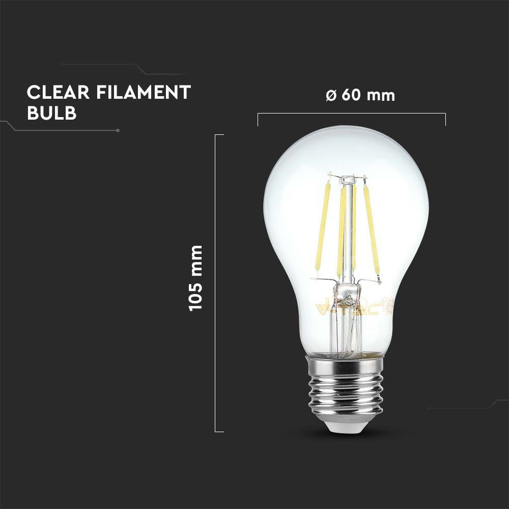 LED Filament Pære E27 - 12W, Klart Dæksel, 4000K, 1521lm, RA80