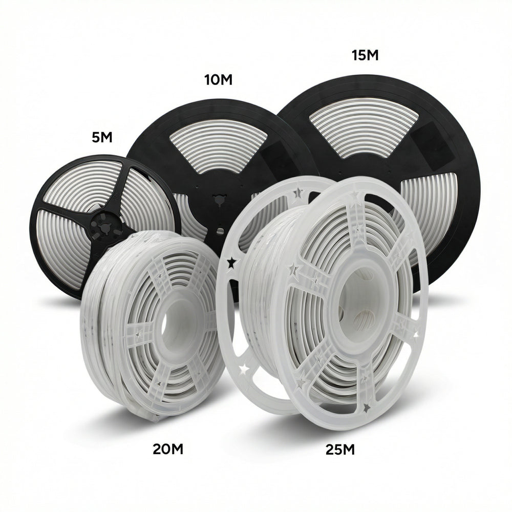 Vandtæt slim COB strip med 296 LED, 10W/m, IP67, 230V, tape bagpå - 5 meter