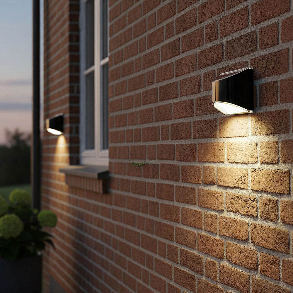 MIVO Solcelle LED Væglampe - Sort, Udendørs Væg-Effekt, 0,5W, 200lm (2 stk.)